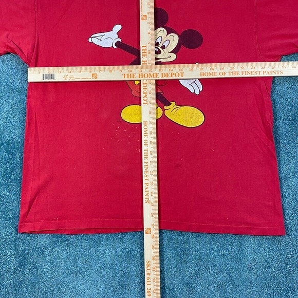 VINTAGE Disney Designs Mickey Mouse Shirt Adult 2XL Red 90s VTG Mens DISTRESSED - Picture 7 of 14